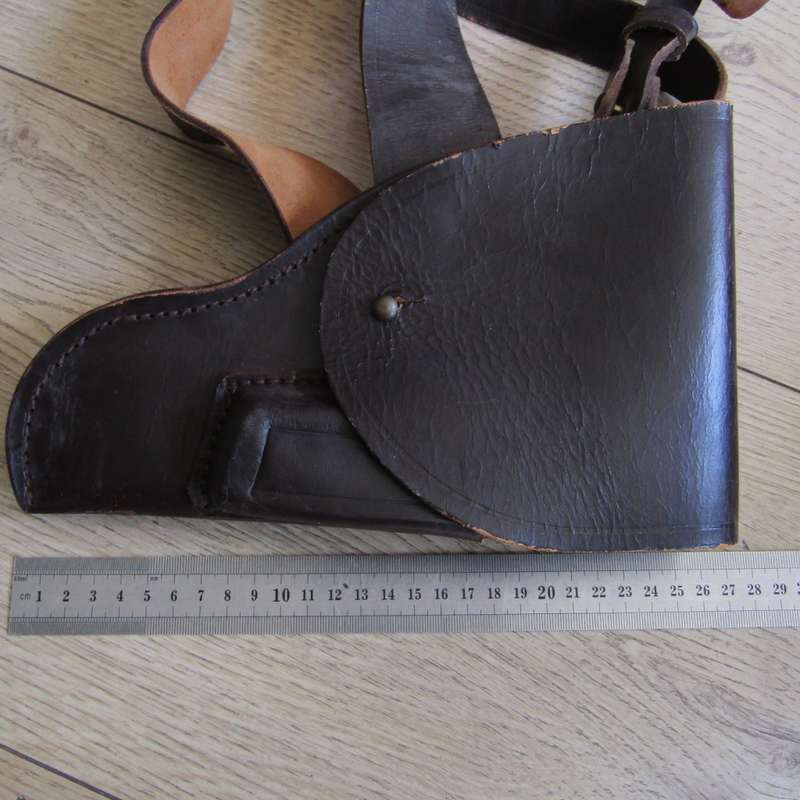 Old SA Police Sam Browne leather belt with gun holster