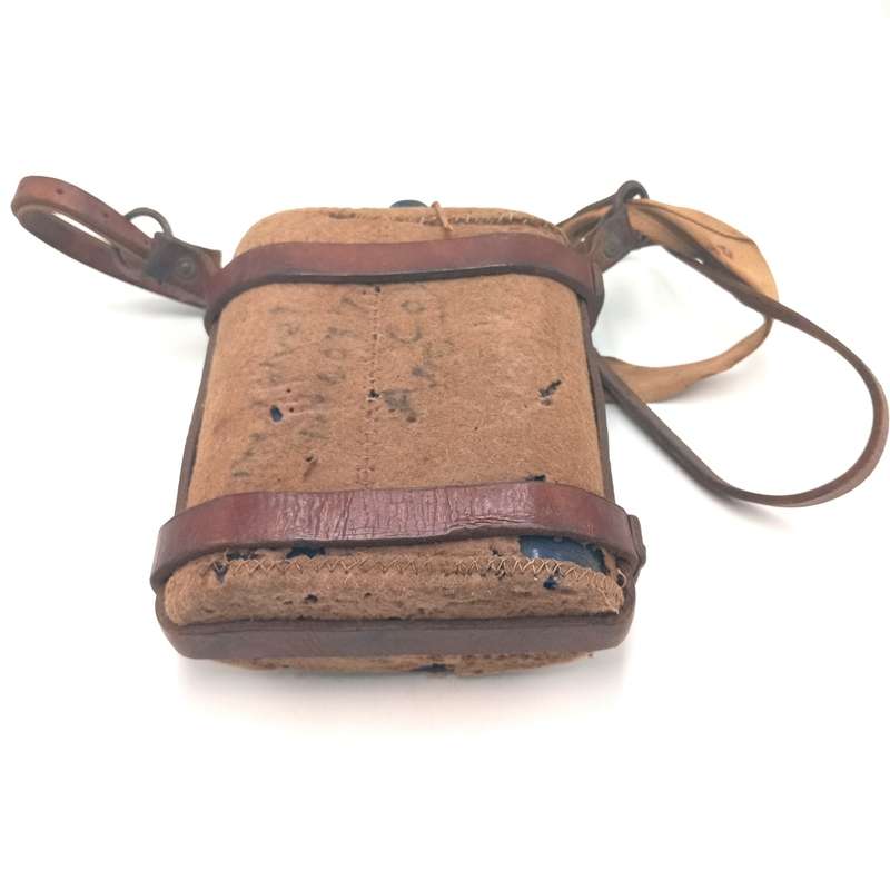 WW2 SA Union Defence Force water bottle with felt and leather straps