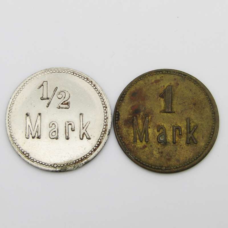 German South West Africa 3 Kompaqnie 1/2 mark and 1 mark tokens - scarce
