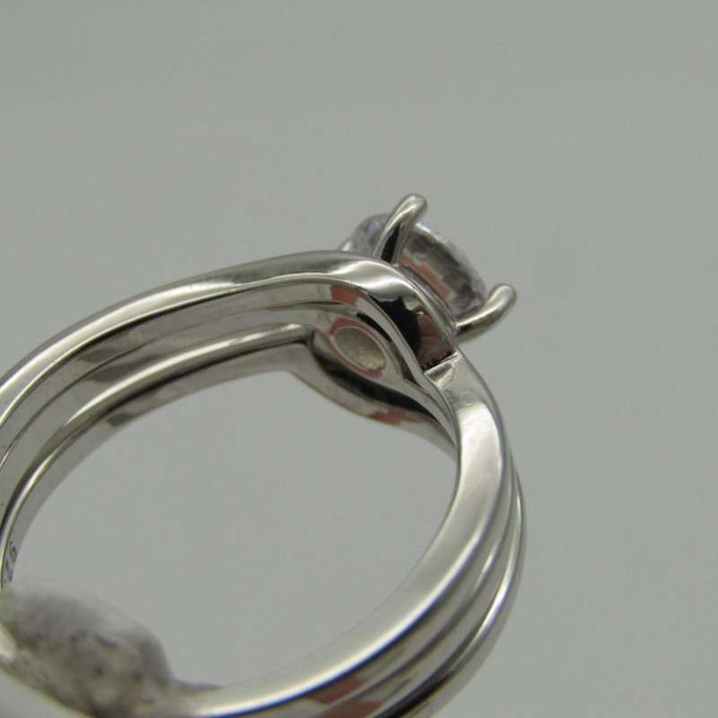 Sterling Silver ring set - 3 bands, one with clear stone - Size P - 5,2g