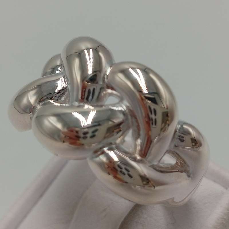 Beautiful braid design sterling silver ring - size T - 7.5g