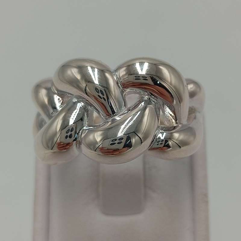 Beautiful braid design sterling silver ring - size T - 7.5g