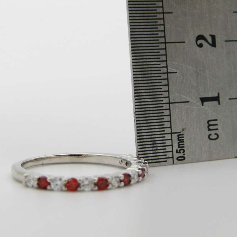 Sterling Silver ring with orange and clear stones - Size N - 1,9g