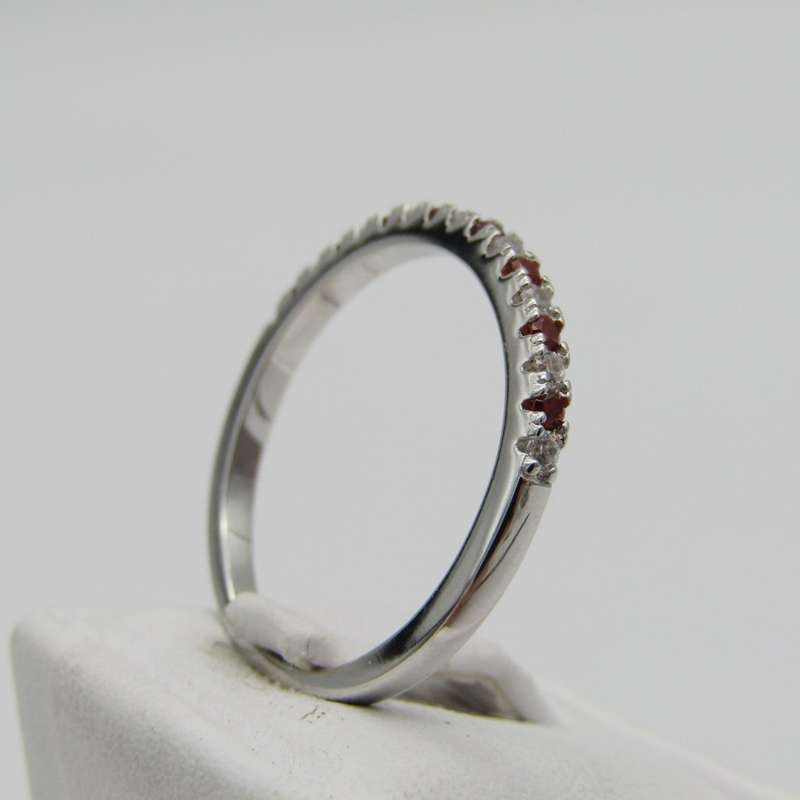 Sterling Silver ring with orange and clear stones - Size Q - 1,9g