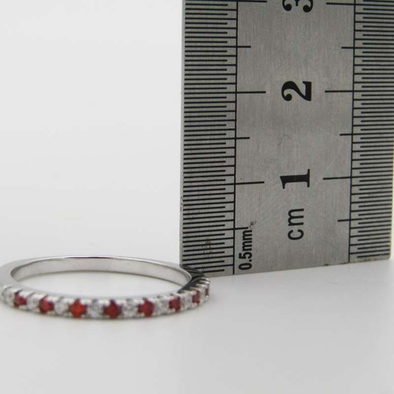 Sterling Silver ring with orange and clear stones - Size Q - 1,9g