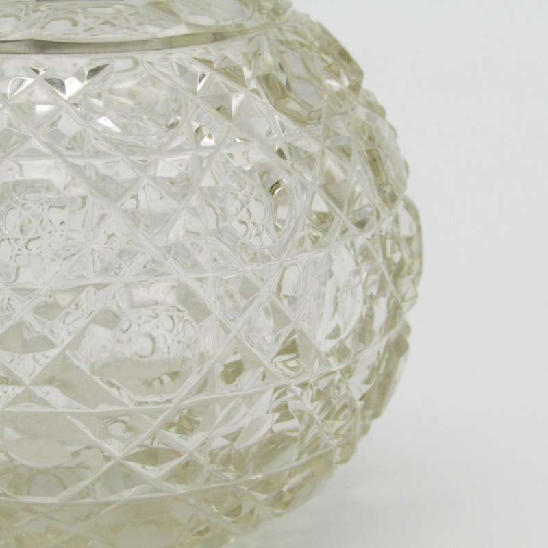 Beautiful glass dressing table bottle with Sterling silver top - lid hinge broken - neck chipped