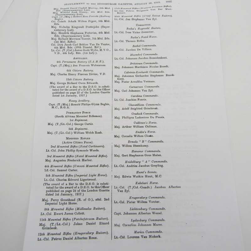 WW1 1914-15 Star to D.S.O recipient Captain A.J.C Joubert, Brands Free State Rifles