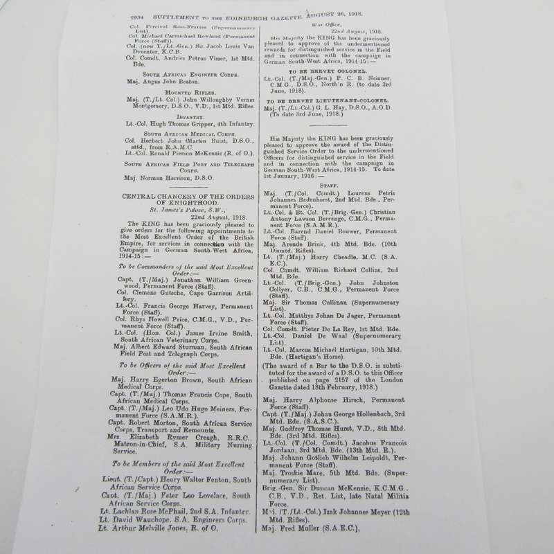 WW1 1914-15 Star to D.S.O recipient Captain A.J.C Joubert, Brands Free State Rifles