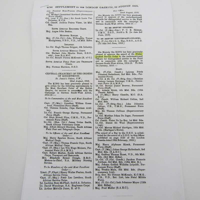 WW1 1914-15 Star to D.S.O recipient Captain A.J.C Joubert, Brands Free State Rifles