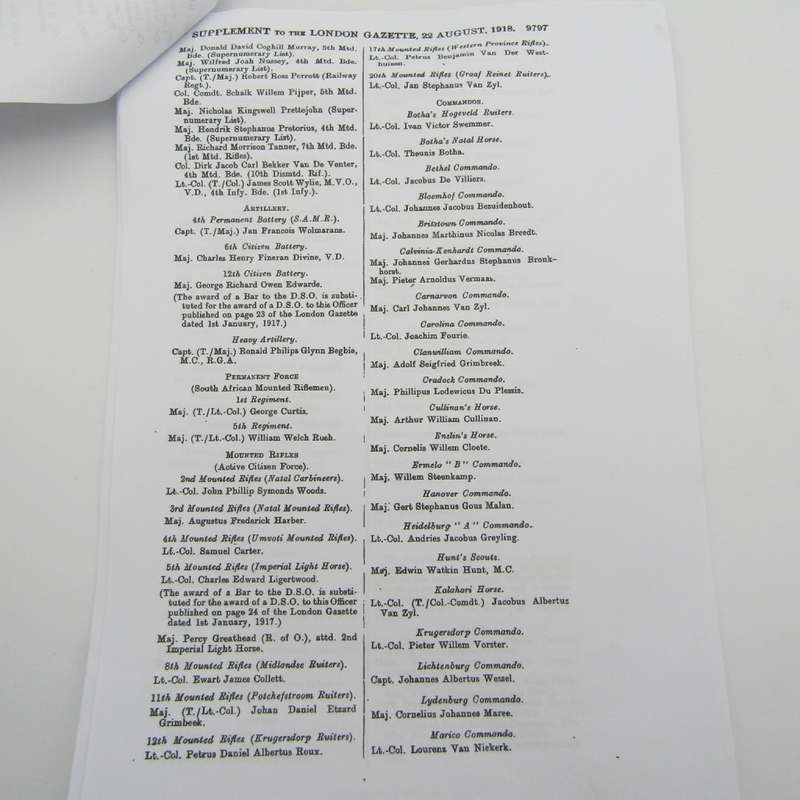 WW1 1914-15 Star to D.S.O recipient Captain A.J.C Joubert, Brands Free State Rifles
