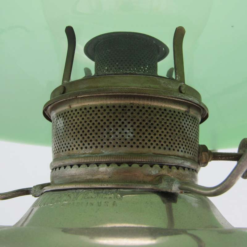 Vintage Millers Vestal Oil lamp with glass shade and funnel