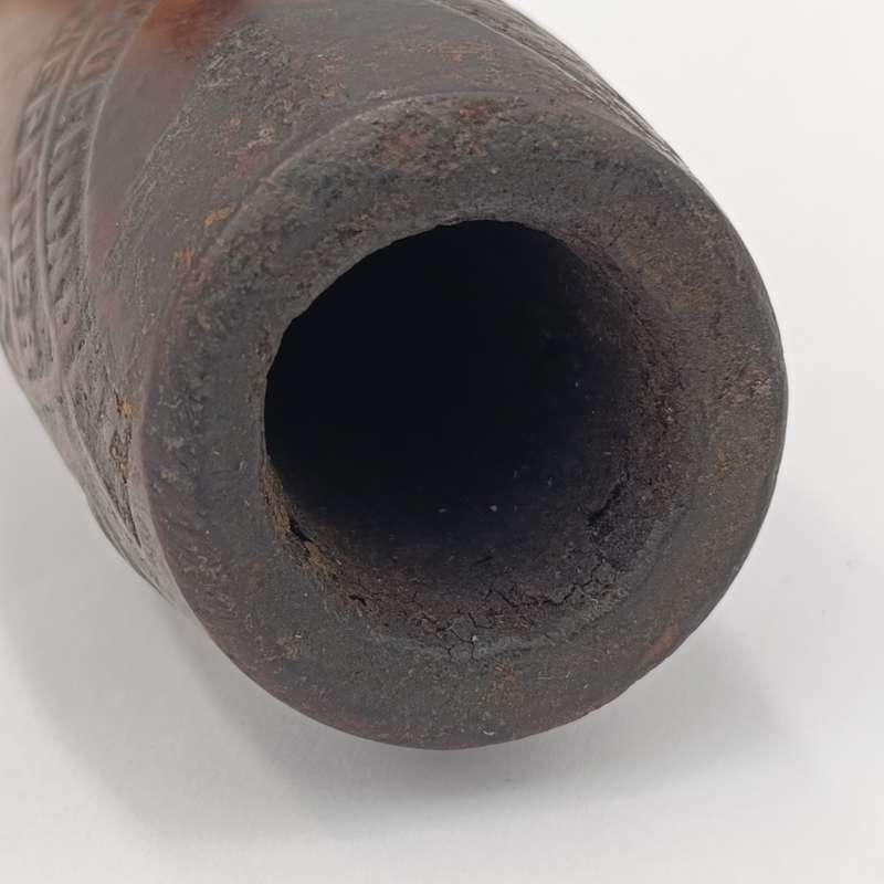 Beautiful Orange Free State carved smoking pipe bowl with letter saying who it belonged to