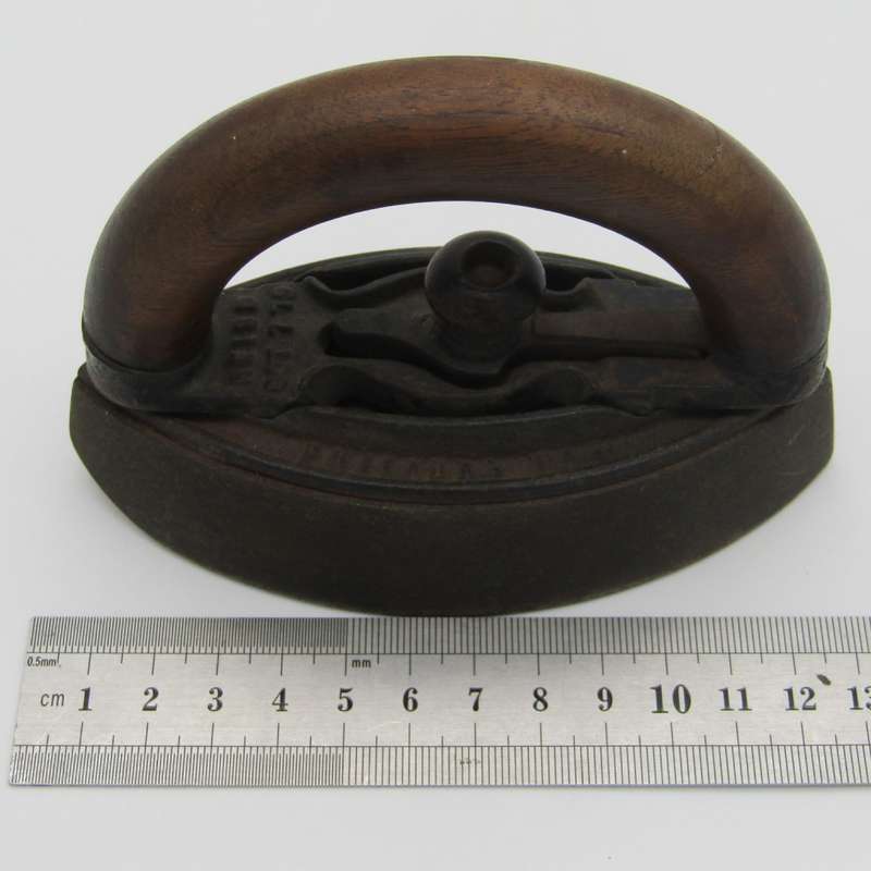 Antique Enterprise No.90 cast iron sad iron with clip-on wooden handle