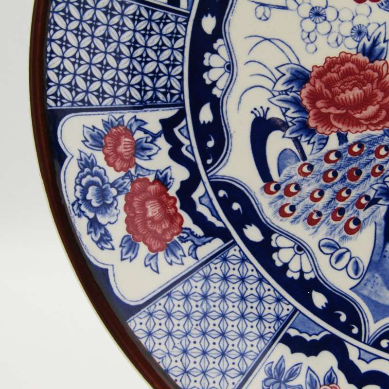 Vintage Japanese peacock design porcelain charger plate - diameter 37 cm