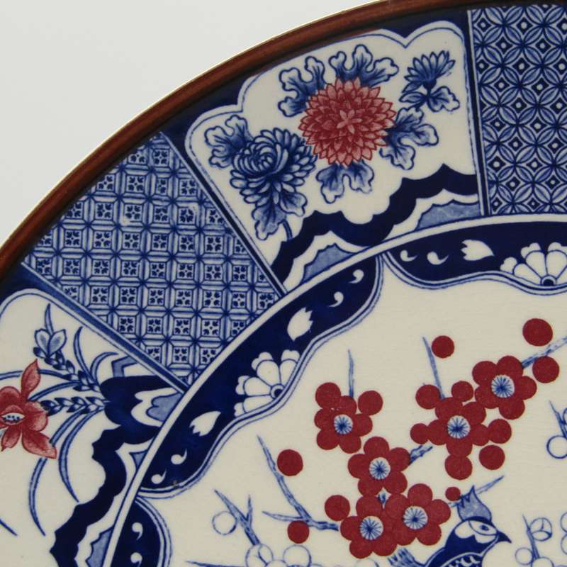 Vintage Japanese peacock design porcelain charger plate - diameter 37 cm