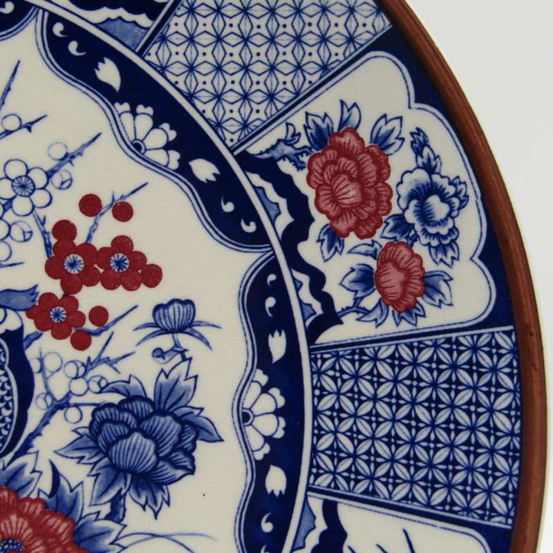 Vintage Japanese peacock design porcelain charger plate - diameter 37 cm