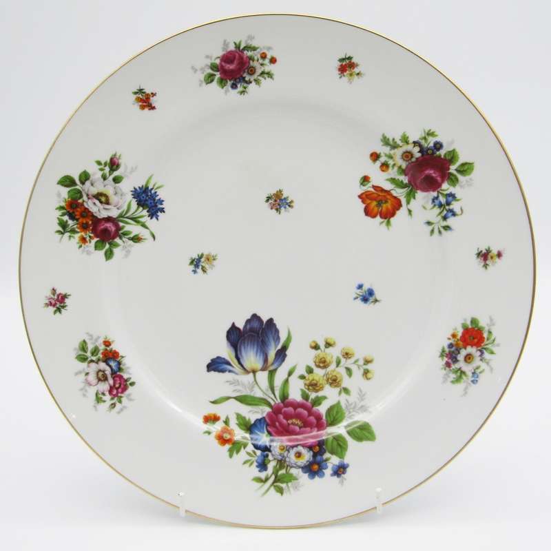 Vintage Dresden porcelain plate with flower design - diameter 30 cm