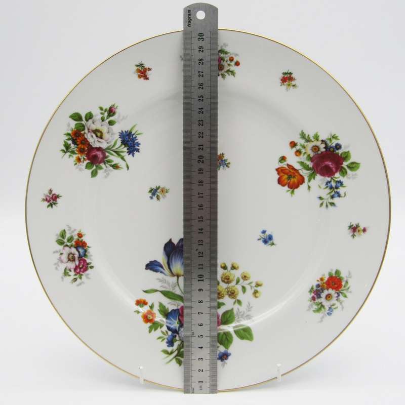 Vintage Dresden porcelain plate with flower design - diameter 30 cm