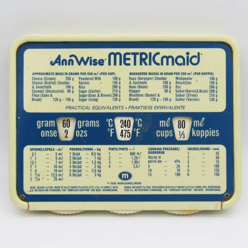 Vintage AnnWise Metricmaid kitchen cooking measurement conversion tool