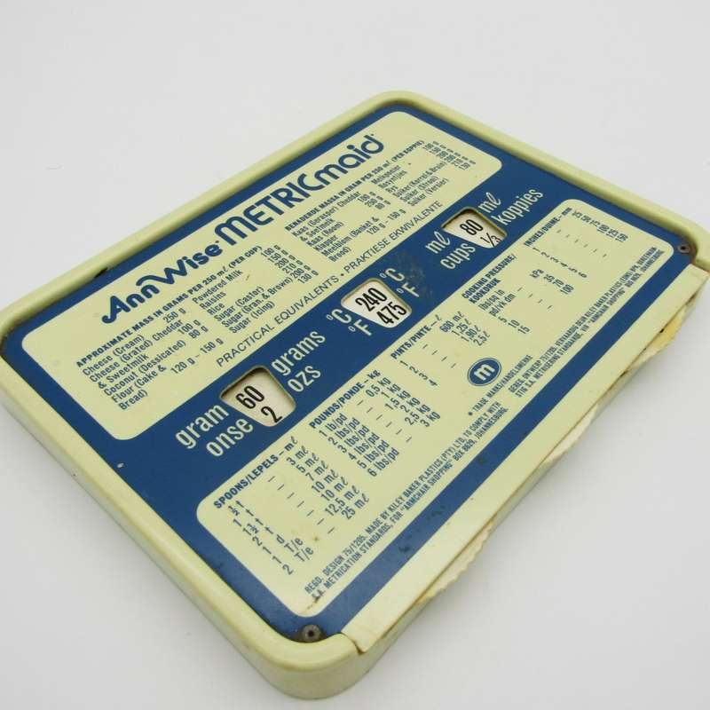 Vintage AnnWise Metricmaid kitchen cooking measurement conversion tool