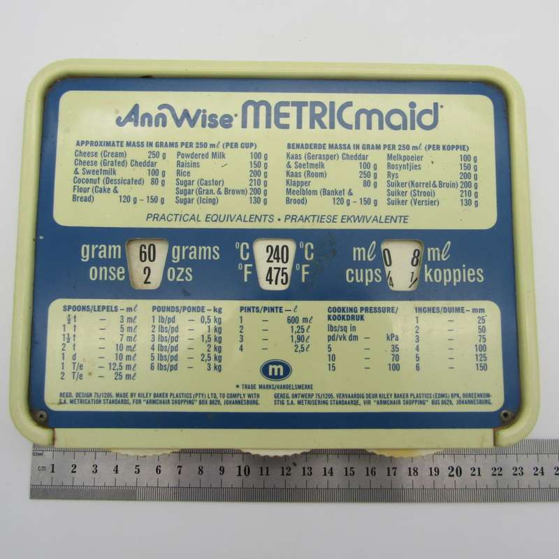Vintage AnnWise Metricmaid kitchen cooking measurement conversion tool