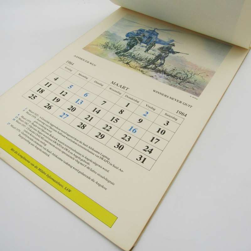 1984 Calendar issuedb by South Africa Defence Force