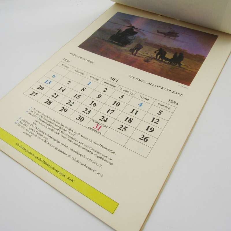 1984 Calendar issuedb by South Africa Defence Force