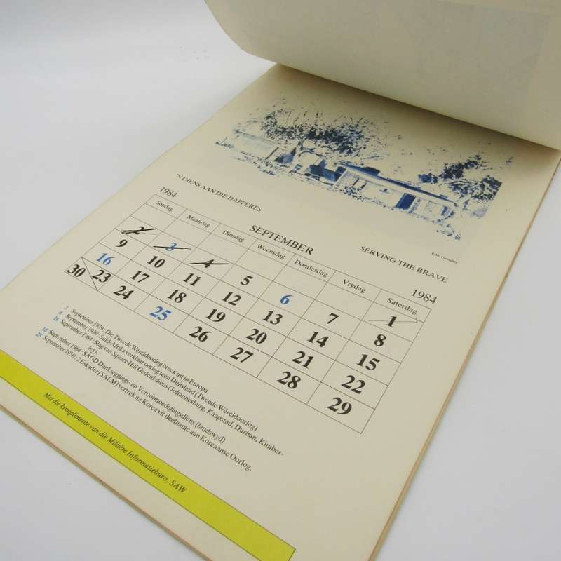 1984 Calendar issuedb by South Africa Defence Force