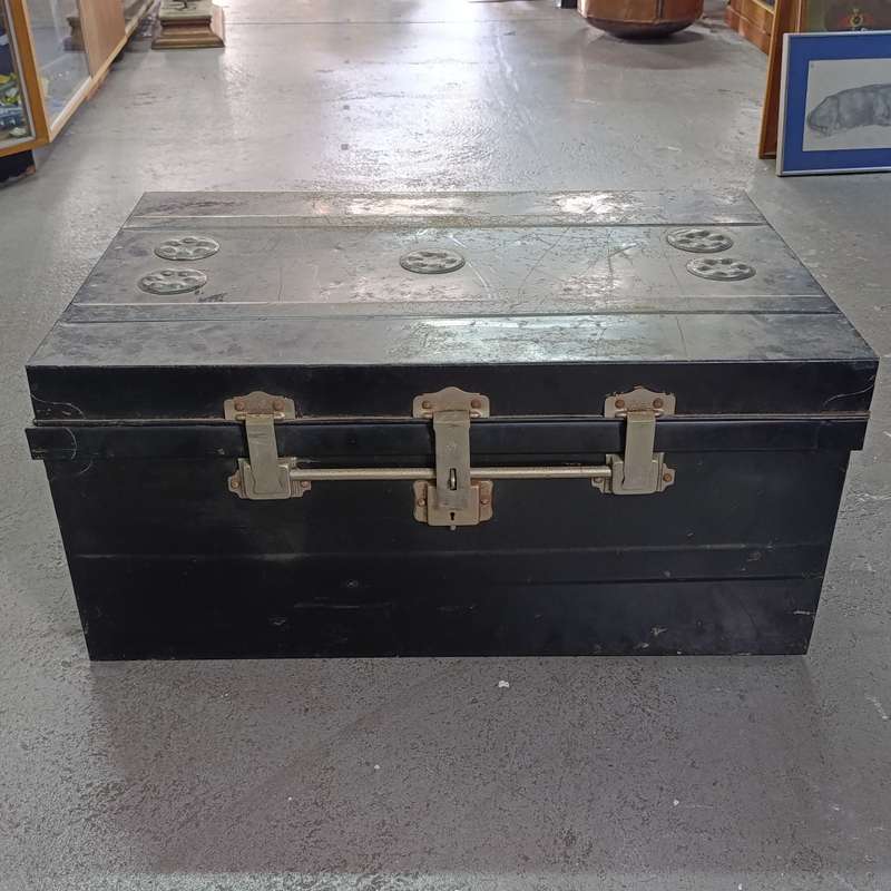 Vintage English Steel clothing trunk