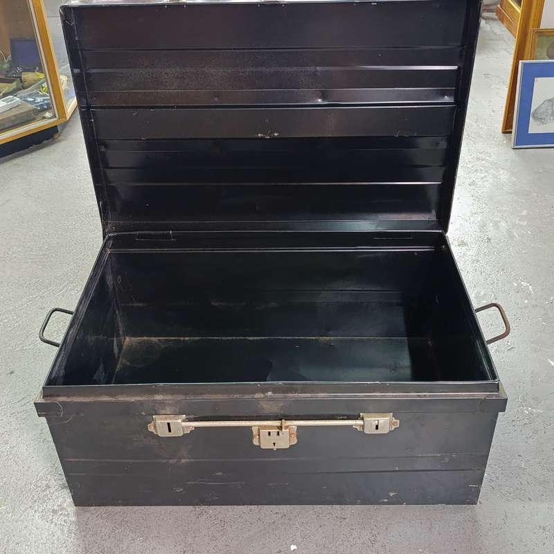 Vintage English Steel clothing trunk