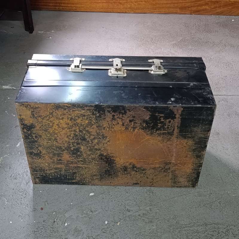 Vintage English Steel clothing trunk