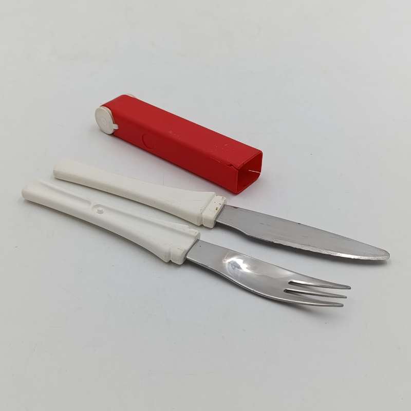 Vintage picnic knife and fork set with salt and pepper shakers
