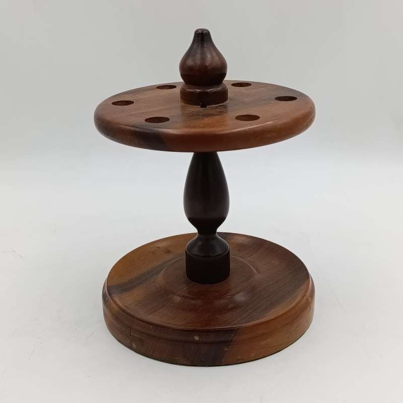Vintage wooden smoking pipe stand for 6 pipes