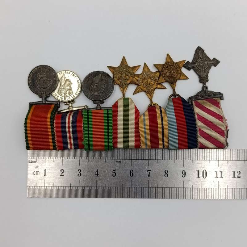 WW2 Air Force Cross miniature medal set with dogtag and SAAF token - dogtag named WO.II D. Slabbert