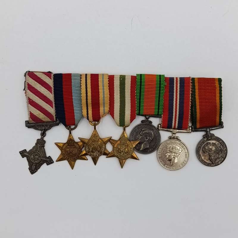 WW2 Air Force Cross miniature medal set with dogtag and SAAF token - dogtag named WO.II D. Slabbert