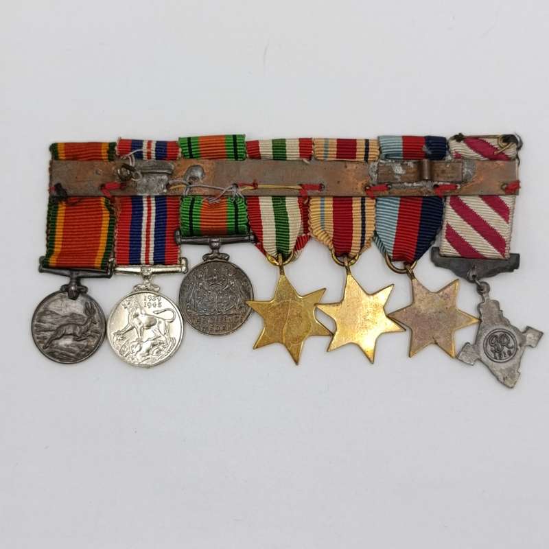 WW2 Air Force Cross miniature medal set with dogtag and SAAF token - dogtag named WO.II D. Slabbert