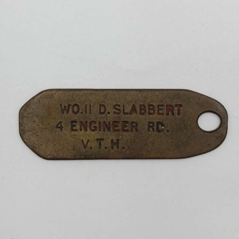 WW2 Air Force Cross miniature medal set with dogtag and SAAF token - dogtag named WO.II D. Slabbert