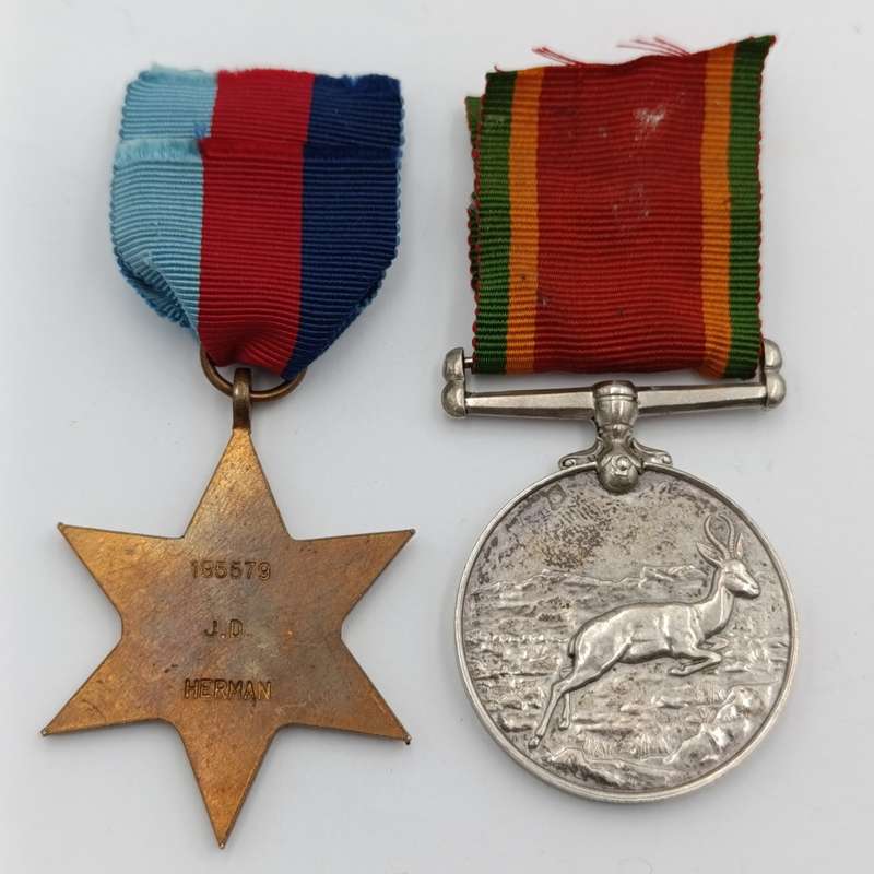 Pair of WW2 medals issued to 185579 J.D Herman