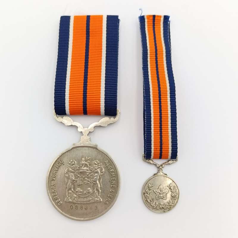 SA Army General service medal with miniature # 088343