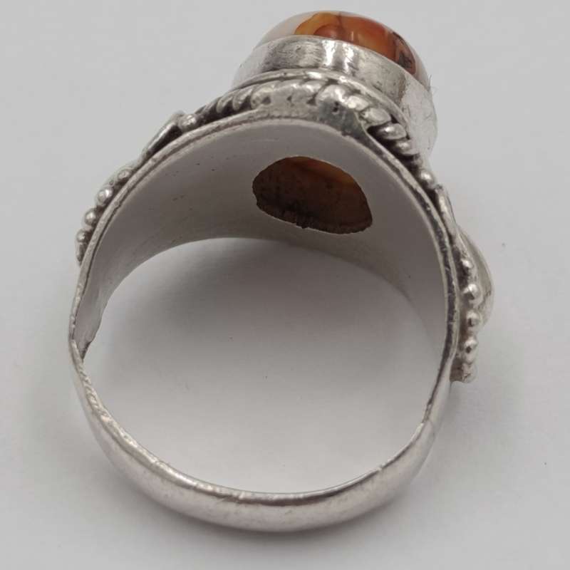 Vintage Sterling silver Agate ring - weighs 7.6g - size M