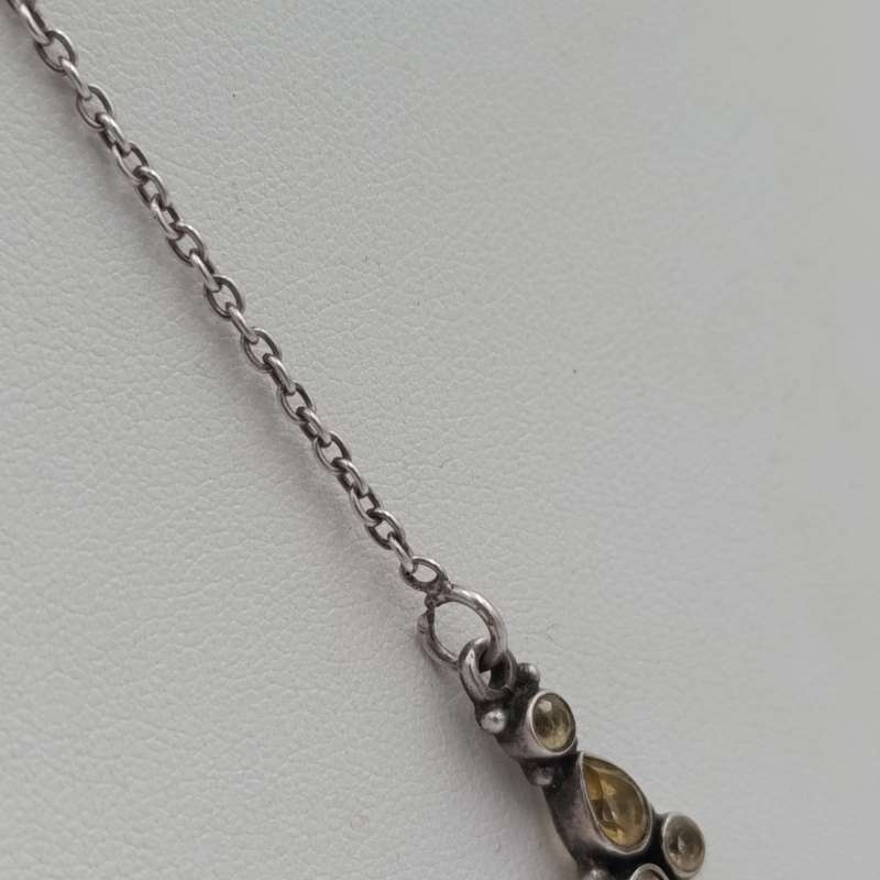 Vintage sterling silver necklace with lemon Quartz stones - weighs 12.3g - length 46.5cm