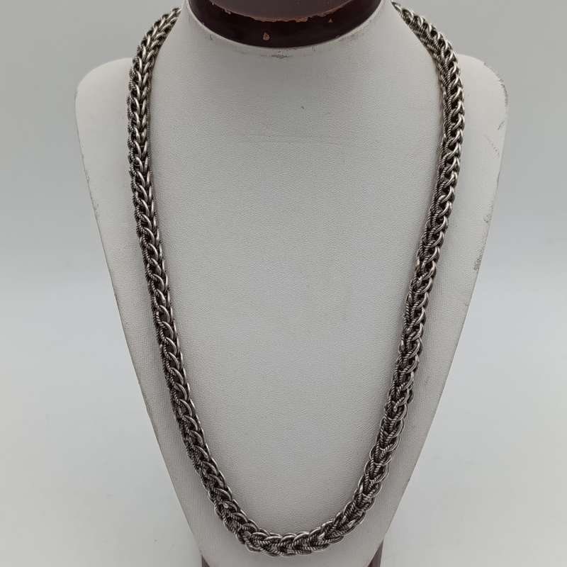 Vintage sterling silver High Quality Dragon Heads necklace - length 56.5cm - weighs 100g