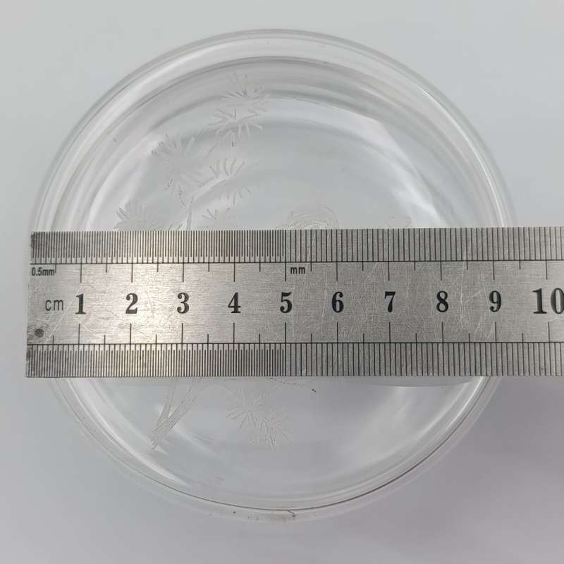 Vintage Lead Glass trinket bowl with sparrow etching on lid