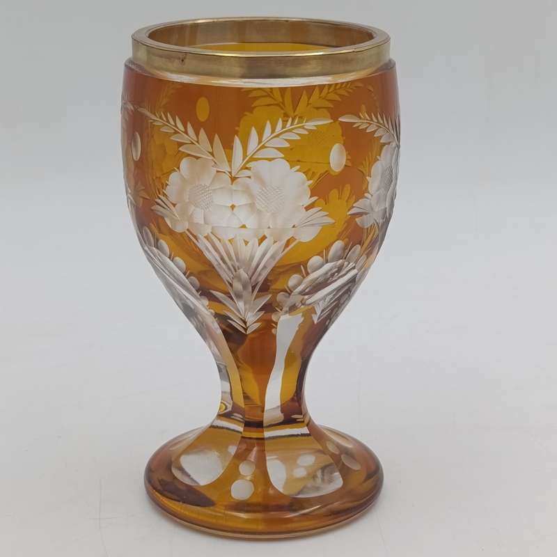 Antique Orange Bohemian Crystal wine glass