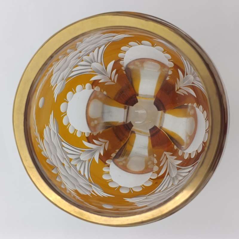 Antique Orange Bohemian Crystal wine glass