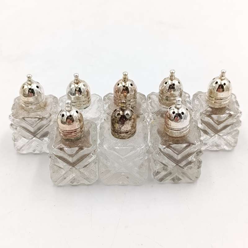 Set of 8 Glass Salt and pepper shakers in box