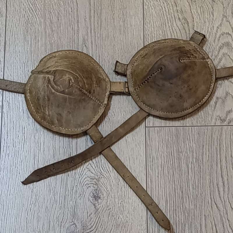 Pair of old military marksman leather elbow pads