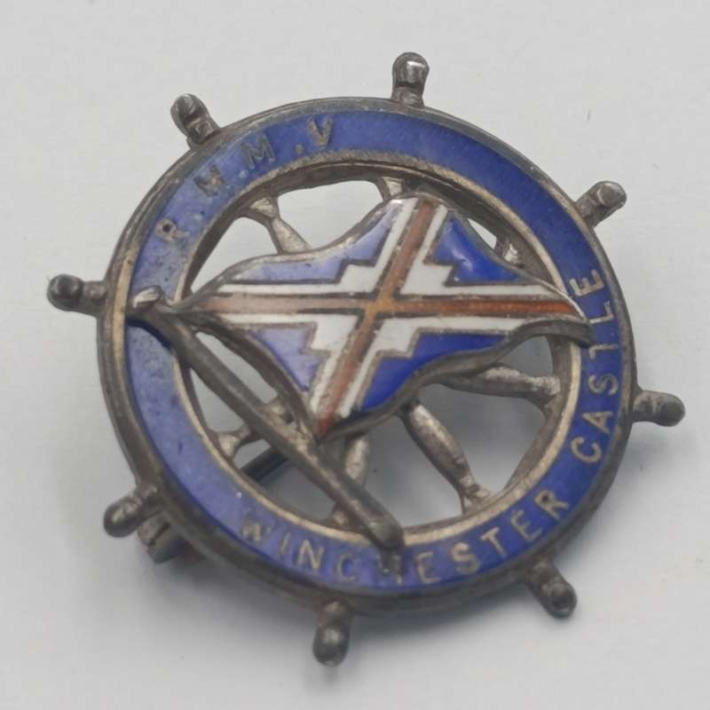 Vintage R.M.M.V Winchester Castle Sterling silver badge