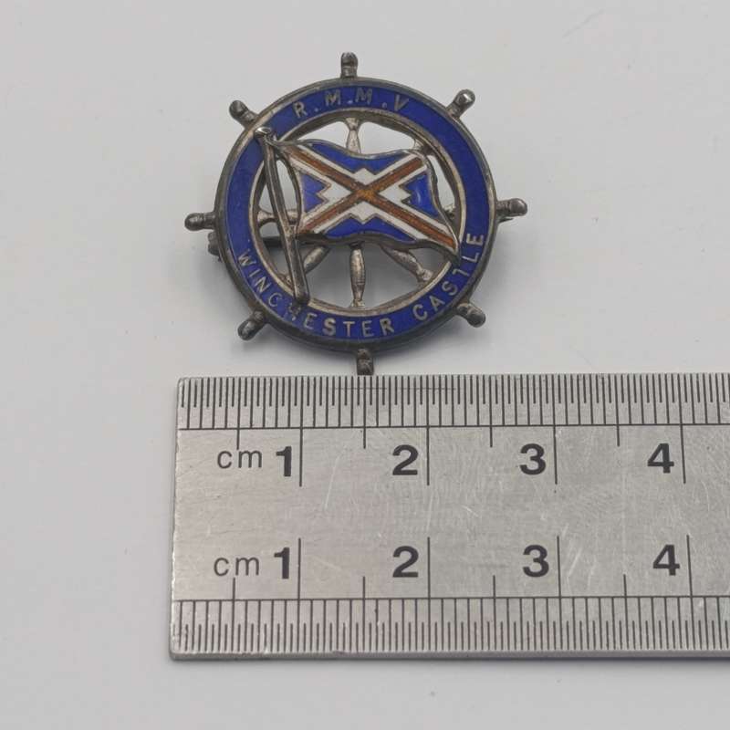 Vintage R.M.M.V Winchester Castle Sterling silver badge