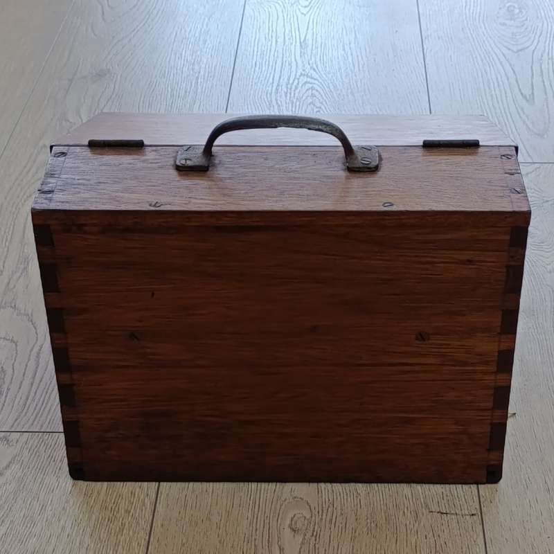 Antique wooden Shooting case with accessories